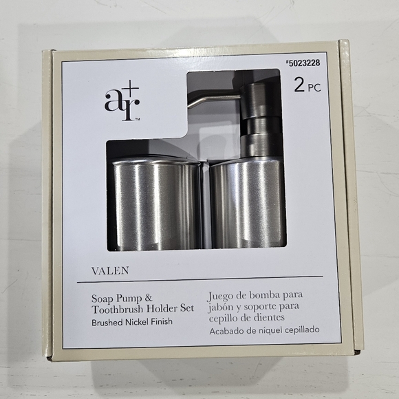 allen + roth Brushed Nickel 15-oz Soap and Lotion Dispenser. Bathroom set, NEW. - Picture 1 of 7